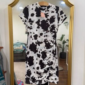 NWT Miss Lola cowprint dress